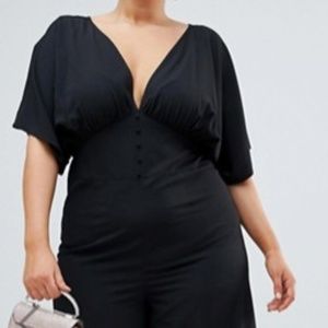 Tea Jumpsuit With Kimono Sleeve And Button Detail